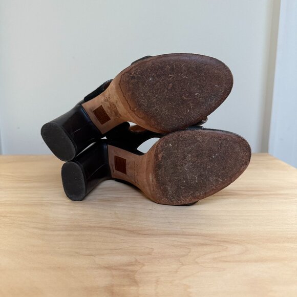 IRO Suthy Black Leather Suede Ankle Cuff Heels | Size 7 - Picture 6 of 6